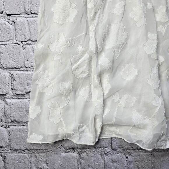 Joie Adella Floral Embroidered Dress In Porcelain White Empire Waist Size 4 - Picture 7 of 14